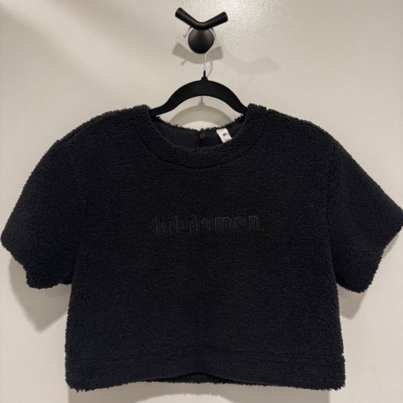 Lululemon Textured Fleece Embroidered Logo Tee, Soft Cozy Athleisure Tee, Size 6 - Picture 5 of 7